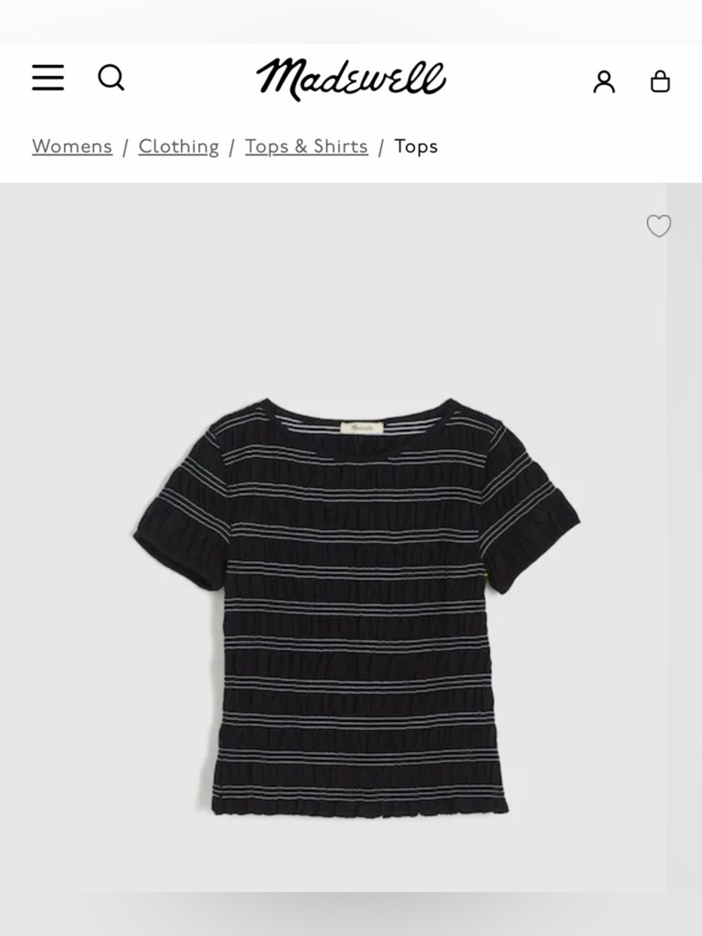 Madewell Black Short-Sleeve Smocked Tee